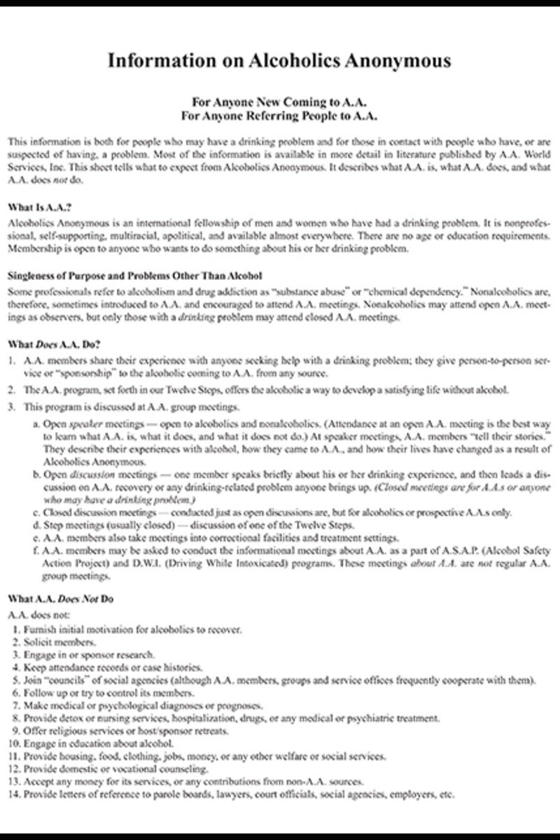 Information About Alcoholic Anonymous